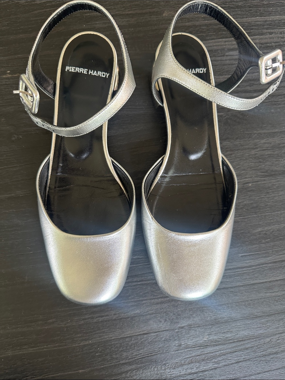 Pierre Hardy Silver Metallic Ankle-Strap Heels